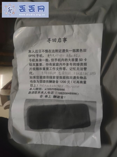 走失者照片 重金悬赏寻找一部OPPOA36