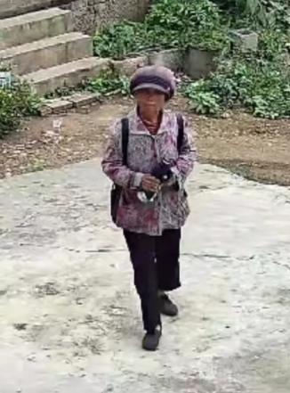 走失者照片 大理州急寻！六旬老太失联，戴紫色帽...