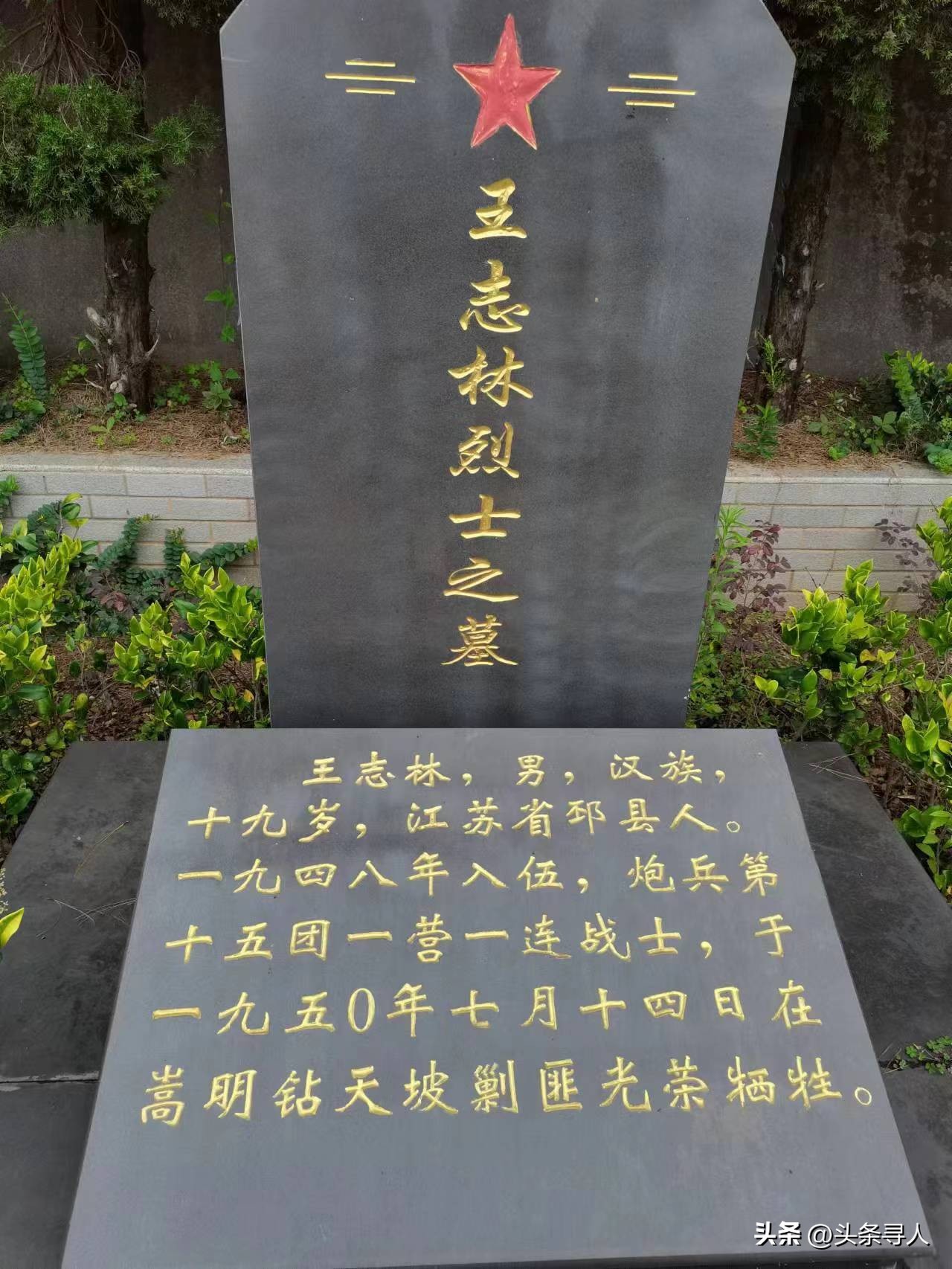 走失者照片 寻江苏徐州籍烈士王志林亲人，他长眠...